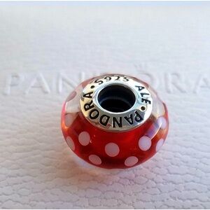 NWOT Authentic Retired Pandora Minnie Mouse Polka Dot Murano Charm